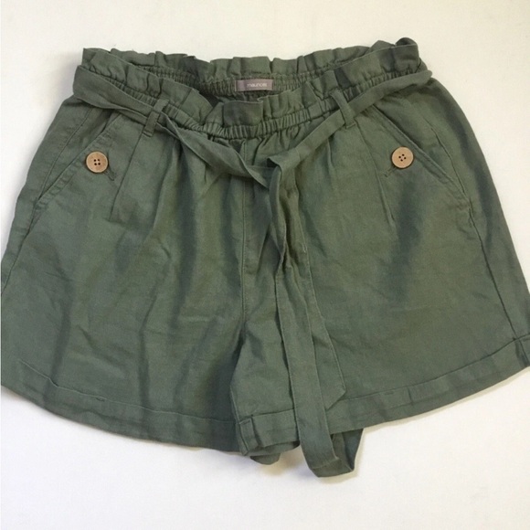 Maurices Linen Blend Paperbag Drawstring Shorts - Picture 2 of 5